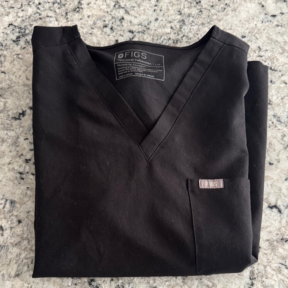 Figs Charcoal V-Neck Scrub Top